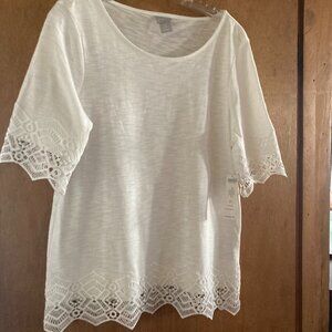 CHICO'S SIZE 0 (SMALL) ALABASTER KNIT TEE SKIRT